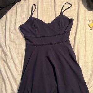 Elegant Navy Blue Spaghetti Strap Dress